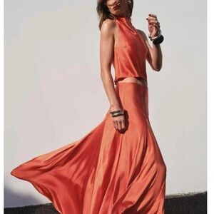 Reformation Sera Silk Two Piece Set (orange)